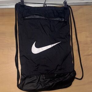 Nike Black Gym Drawstring Backpack with White Swoosh